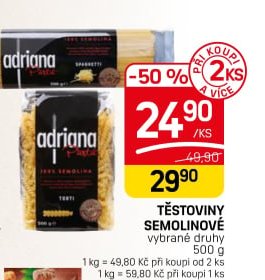 TĚSTOVINY SEMOLINOVÉ