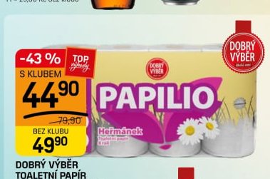 Dobrý výběr toaletní papír Papilio Heřmánek