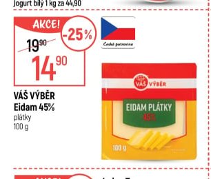 Váš Výběr Eidam 45% plátky