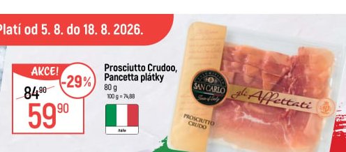 Prosciutto Crudo, Pancetta plátky