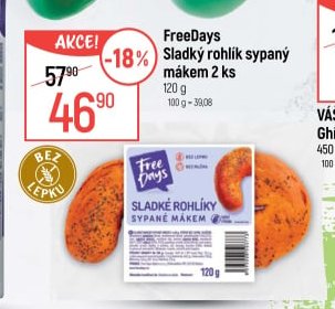 FreeDays sladký rohlík sypaný mákem
