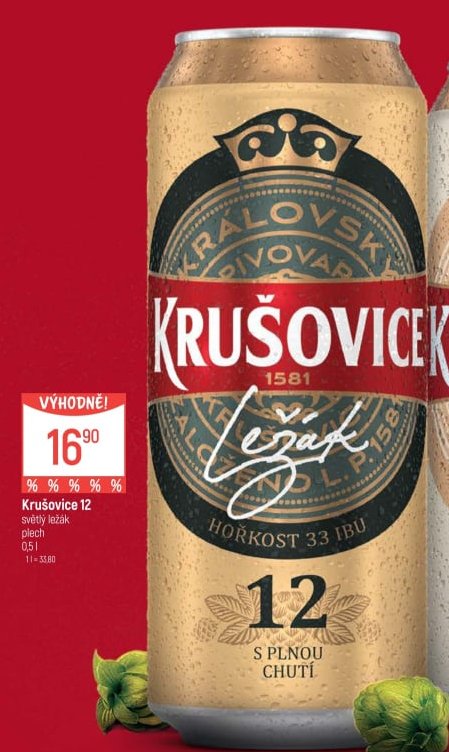 Krušovice 12 světlý ležák plech