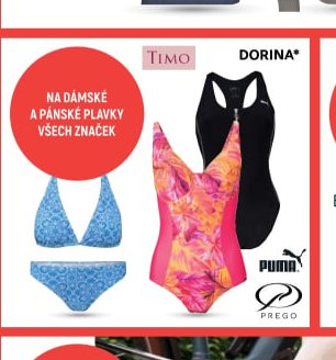 Na dámské a pánské plavky všech značek TIMO, DORINA, PUMA, PREGO