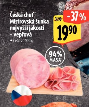 Česká chuť Mistrovská šunka nejvyšší jakosti - vepřová