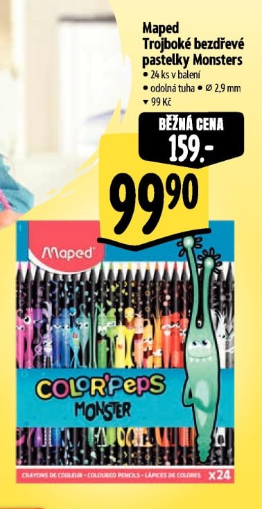 Maped Trojboké bezdřevé pastelky Monsters