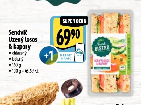 Sendvič Uzený losos & kapary