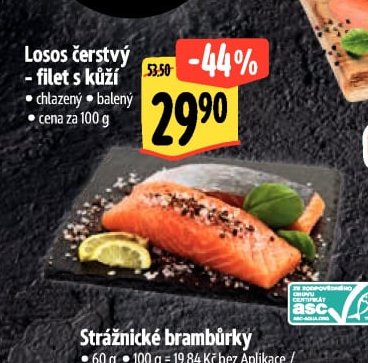 Losos čerstvý - filet s kůží