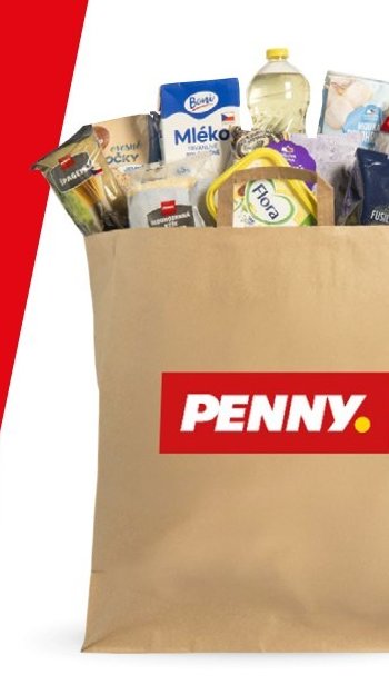 Penny nákupní taška s produkty