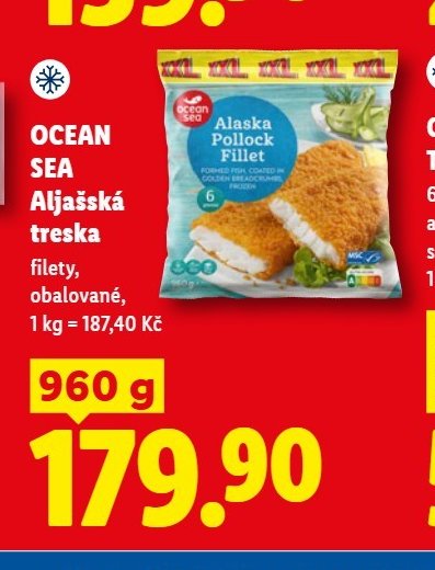 OCEAN SEA Aljašská treska filety, obalované