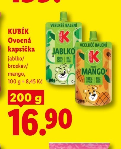 KUBÍK Ovocná kapsička jablko/broskev/mango