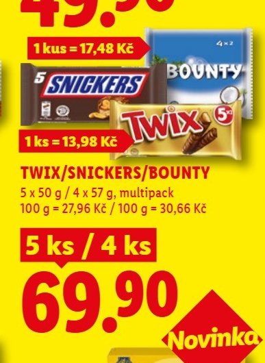 TWIX/SNICKERS/BOUNTY 5x50g / 4x57g