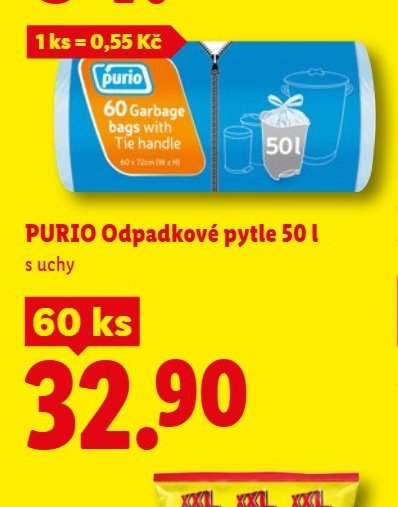 PURIO Odpadkové pytle 50 l s uchy