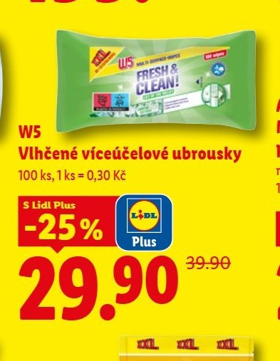 W5 Vlhčené víceúčelové ubrousky