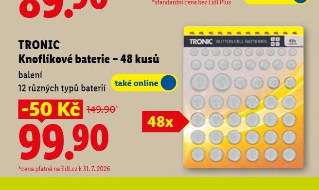TRONIC Knoflíkové baterie - 48 kusů