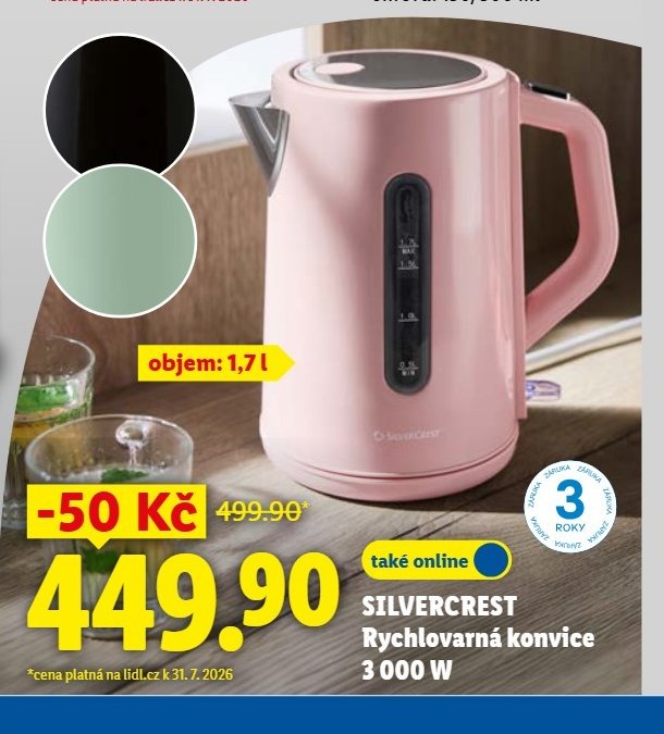 SILVERCREST Rychlovarná konvice 3 000 W