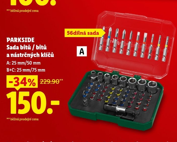 PARKSIDE Sada bitů / bitů a nástrčných klíčů (A: 56dílná sada)
