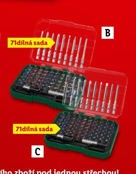 PARKSIDE Sada bitů / bitů a nástrčných klíčů (B+C: 71dílná sada)