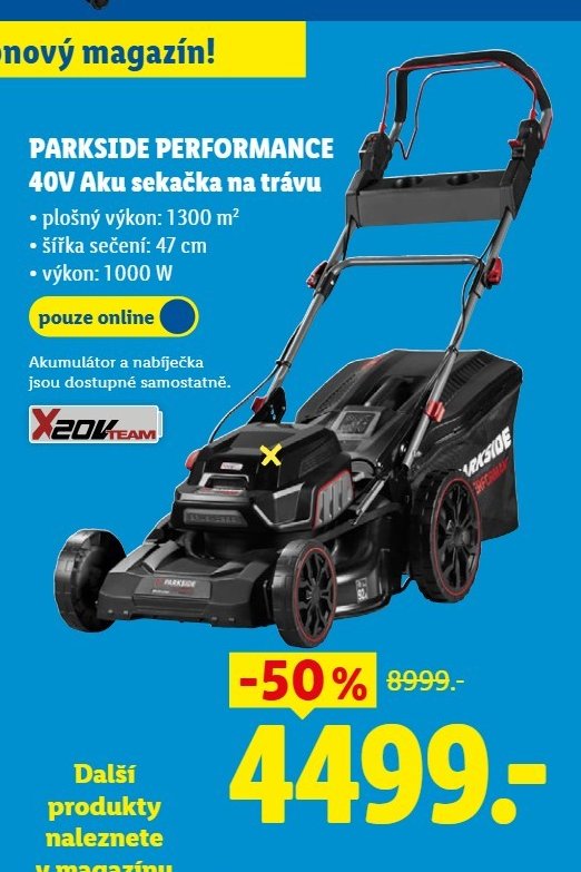 PARKSIDE PERFORMANCE 40V Aku sekačka na trávu