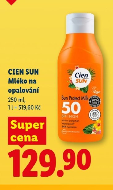 CIEN SUN Mléko na opalování 250 ml, 1 l = 519,60 Kč