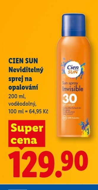 CIEN SUN Neviditelný sprej na opalování 200 ml, voděodolný, 100 ml = 64,95 Kč