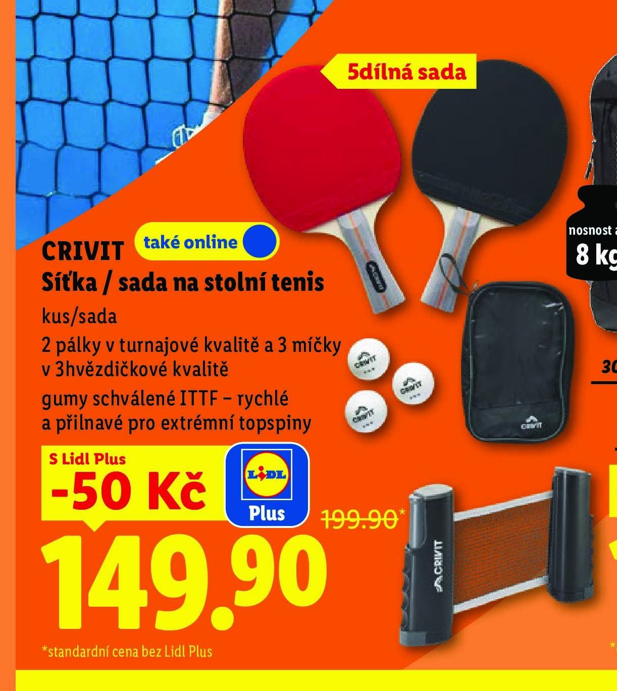 CRIVIT Síťka / sada na stolní tenis