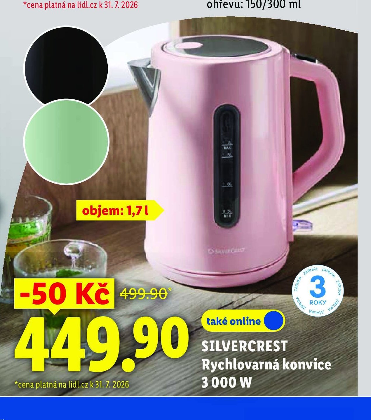 SILVERCREST Rychlovarná konvice 3 000 W