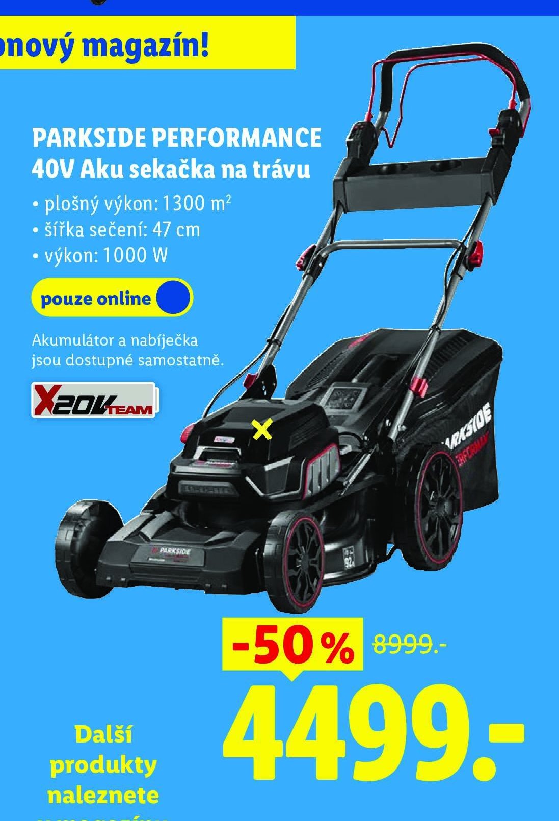 PARKSIDE PERFORMANCE 40V Aku sekačka na trávu
