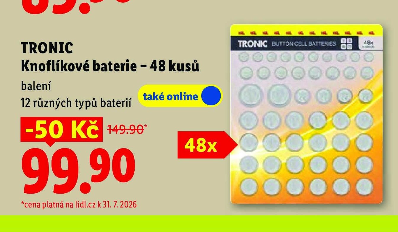 TRONIC Knoflíkové baterie – 48 kusů