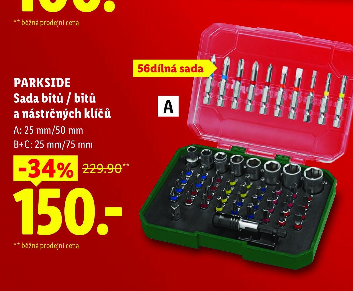 PARKSIDE Sada bitů / bitů a nástrčných klíčů (A - 56dílná sada)
