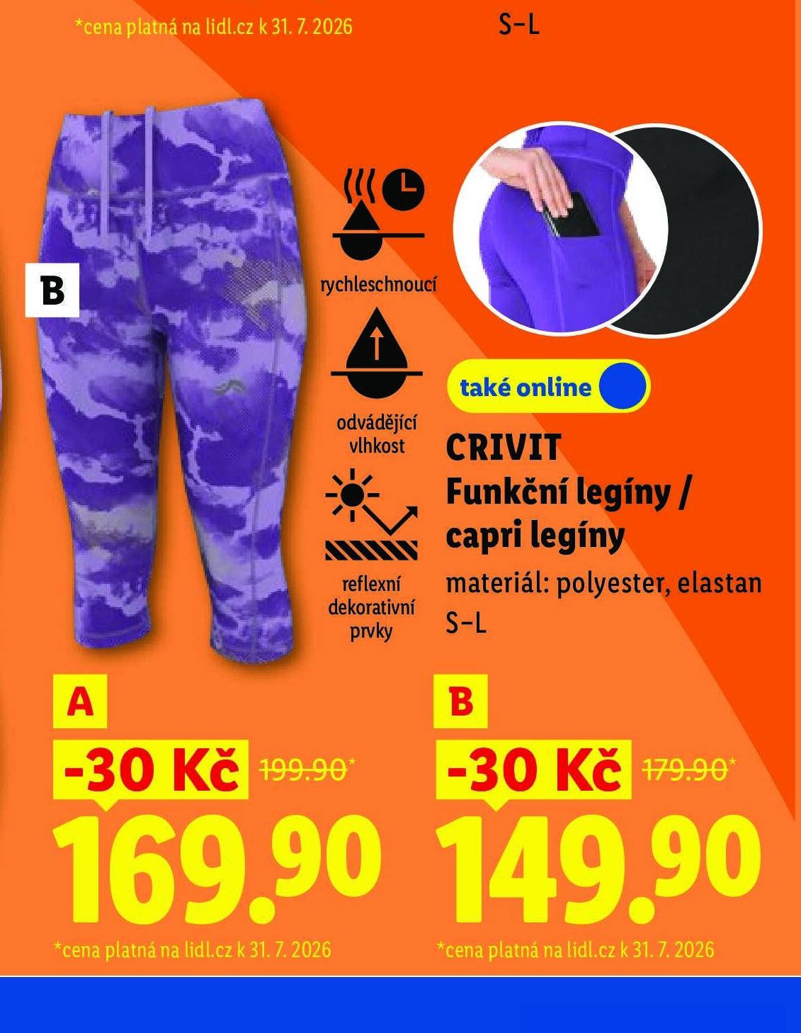 CRIVIT Funkční legíny / capri legíny