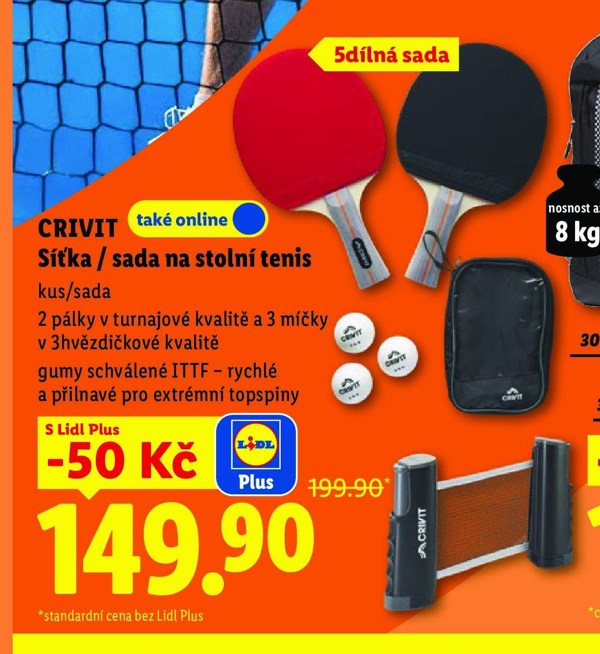 CRIVIT Síťka / sada na stolní tenis