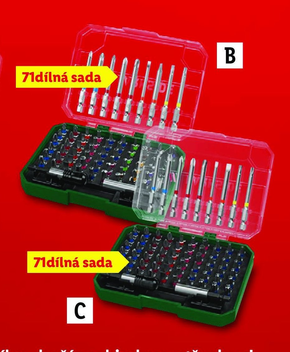 PARKSIDE Sada bitů / bitů a nástrčných klíčů (B/C - 71dílná sada)