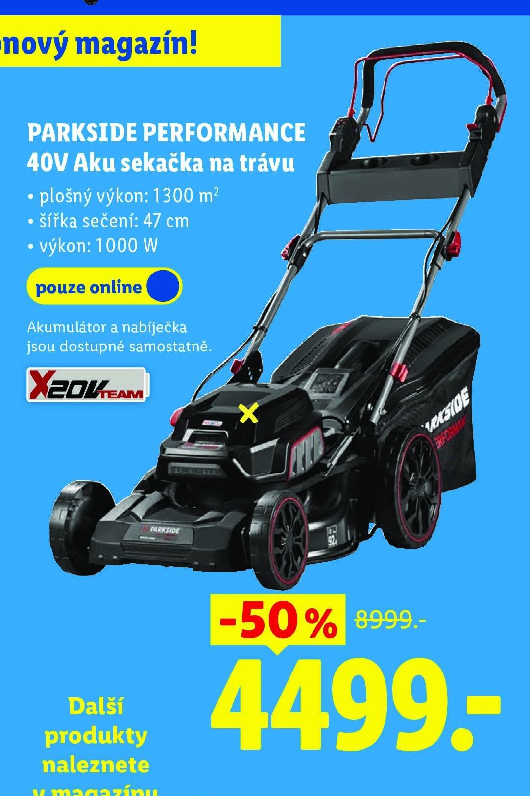 PARKSIDE PERFORMANCE 40V Aku sekačka na trávu