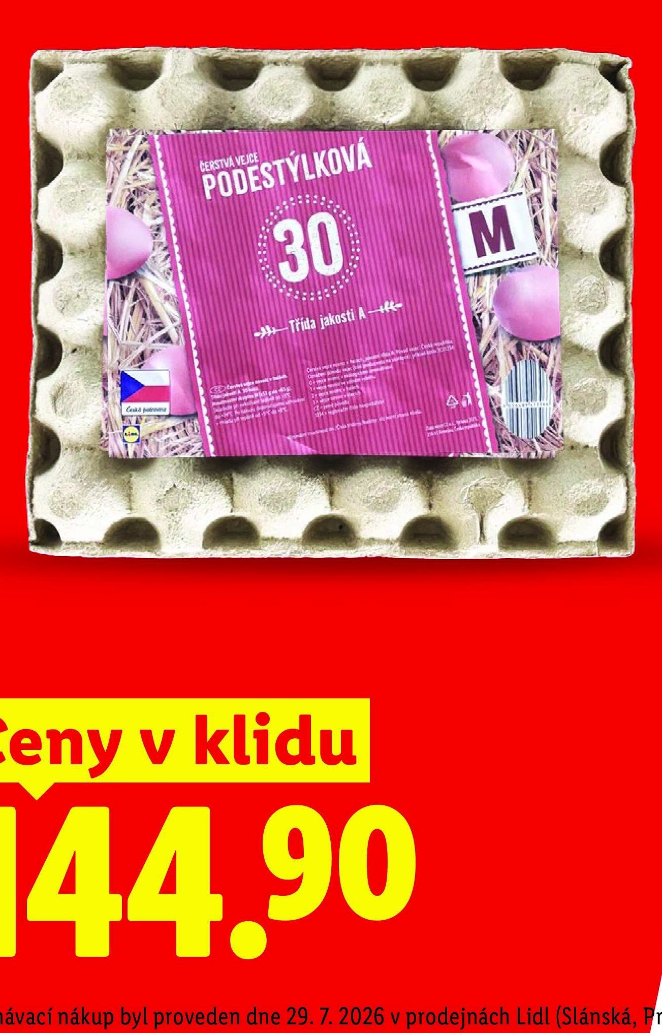 Čerstvá vejce podestýlková 30 ks