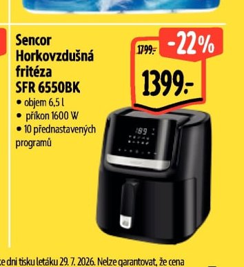 Sencor Horkovzdušná fritéza SFR 6550BK