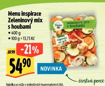 Menu inspirace Zeleninový mix s houbami
