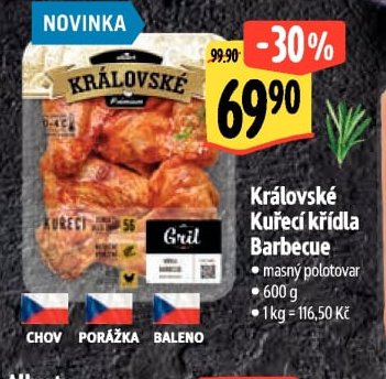 Královské Kuřecí křídla Barbecue