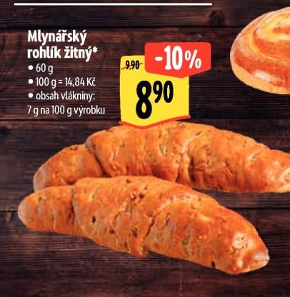 Mlynářský rohlík žitný*