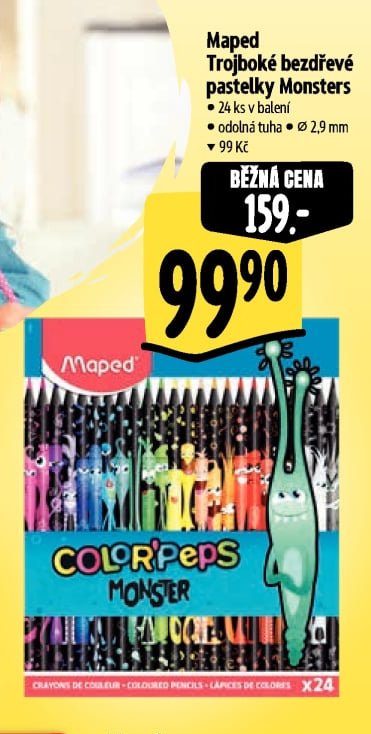 Maped Trojboké bezdřevé pastelky Monsters