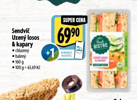 Sendvič Uzený losos & kapary