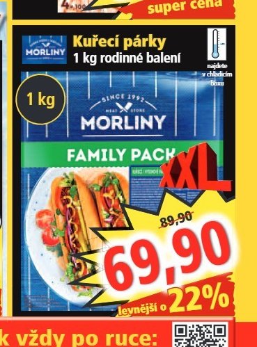 MORLINY Kuřecí párky 1 kg