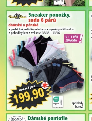 Sneaker ponožky, sada 6 párů