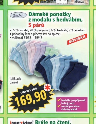 Dámské ponožky s modalu s hedvábím, 5 párů