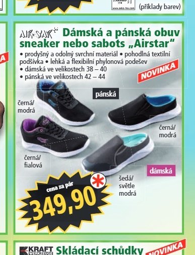 Dámská a pánská obuv sneaker nebo sabots „Airstar“