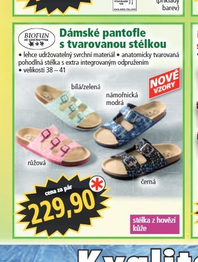 Dámské pantofle s tvarovanou stélkou
