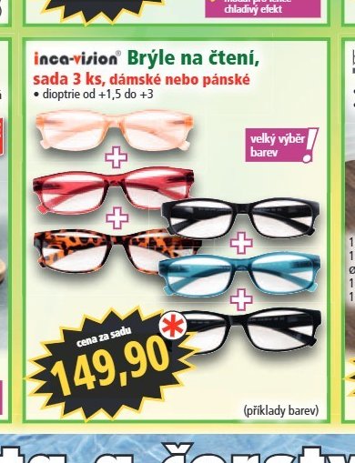 Brýle na čtení, sada 3 ks