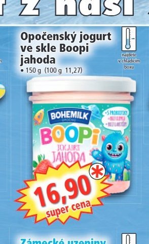Opočenský jogurt ve skle Boopi jahoda