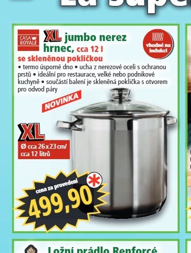 XL jumbo nerez hrnec, cca 12 l