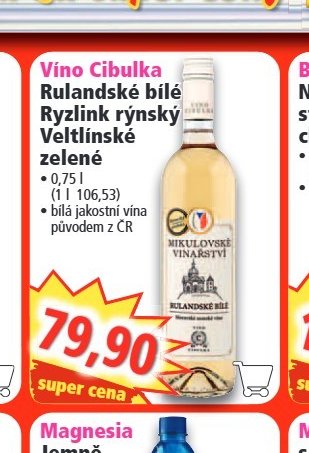 Vino Cibulka Rulandské bílé, Ryzlink rýnský, Veltlínské zelené