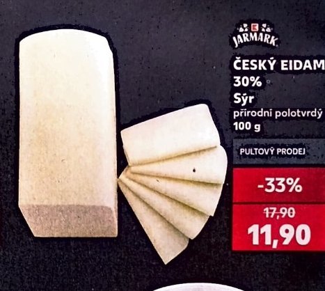JARMARK ČESKÝ EIDAM 30% Sýr 100 g